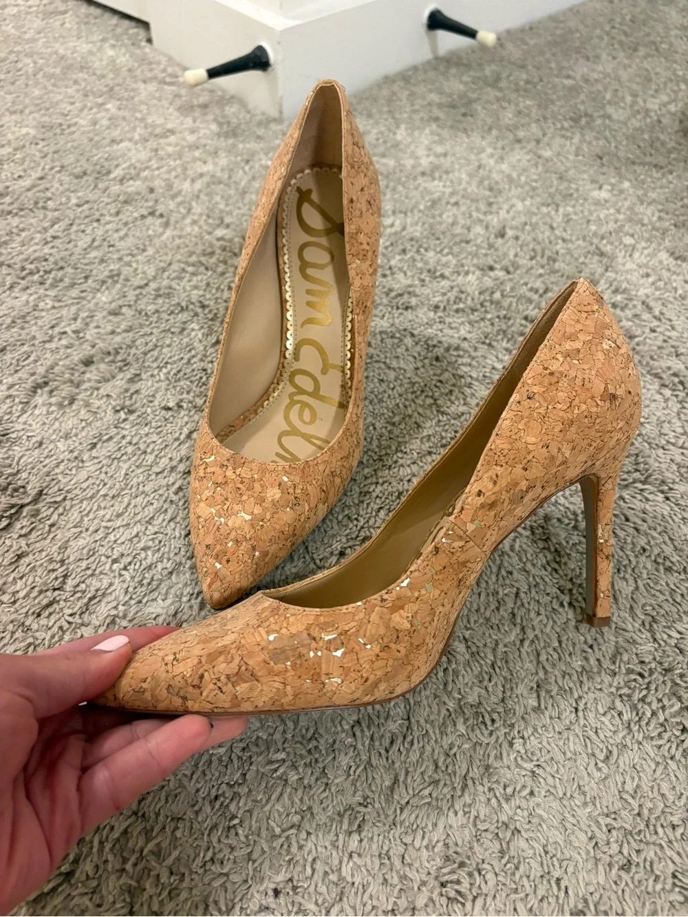 Sam Edelman Cork Pointed-Toe Pumps - Natural Cork Tan